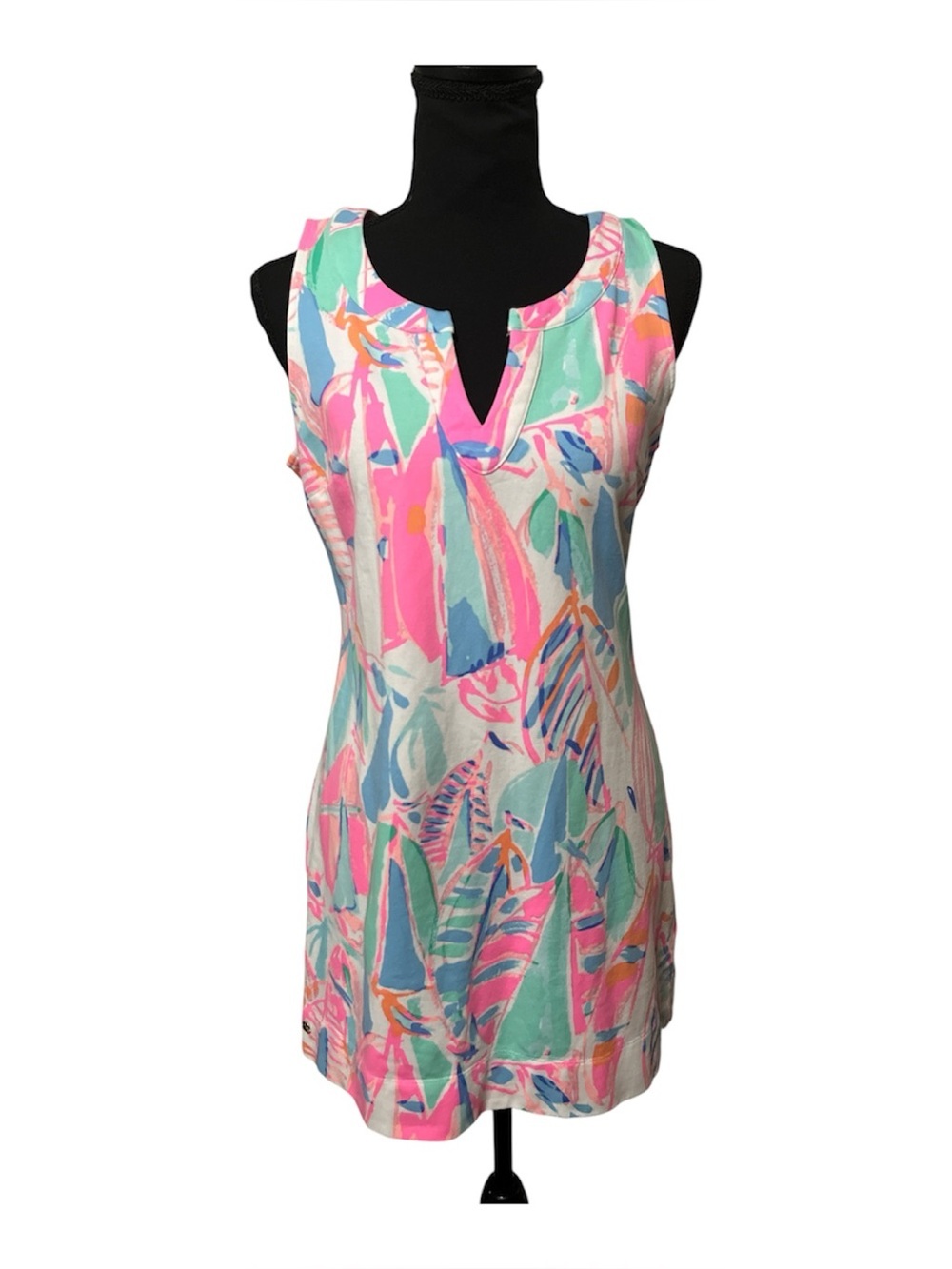 Lilly Pulitzer Small Pink Tropical Print Sleeveless Shift Dress Resort Preppy